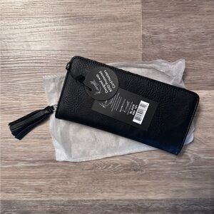 K.Carroll Black Leather Wallet with Tassel and matching strap (Nicole)